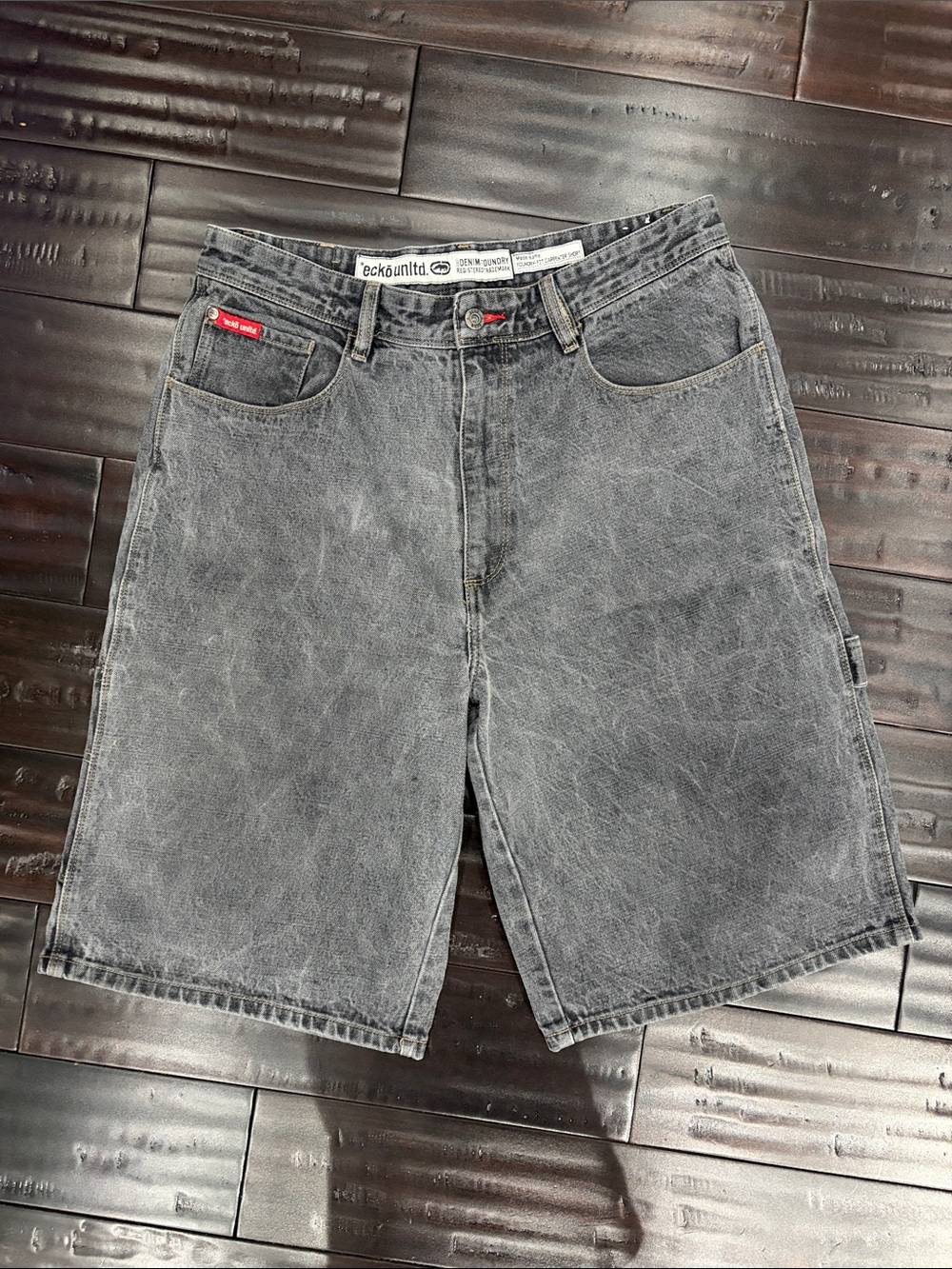 Ecko Unlimited Men's Distressed Gray Denim Shorts